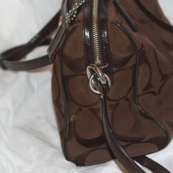 Coach Signature Stripe Satchel Carryall Convertible Shoulder Bag HandBag F 24364 - Picture 4 of 8